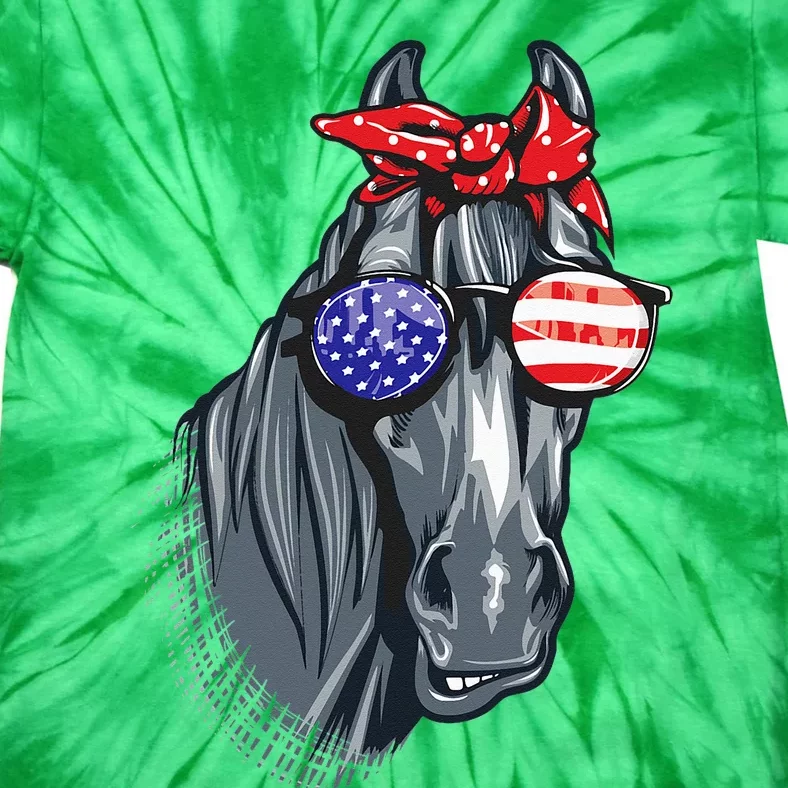 Horse 4th Of July Horse Graphic American Flag Tie-Dye T-Shirt