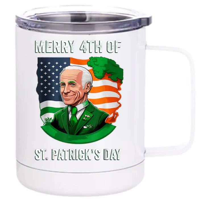 Happy 4th Of July Confused Funny Joe Biden St Patricks Day Front & Back 12oz Stainless Steel Tumbler Cup