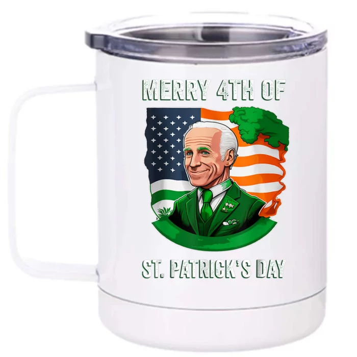 Happy 4th Of July Confused Funny Joe Biden St Patricks Day Front & Back 12oz Stainless Steel Tumbler Cup