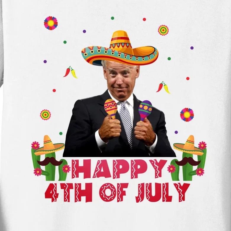 Happy 4th Of July Cinco De Mayo Funny Joe Biden Kids Long Sleeve Shirt