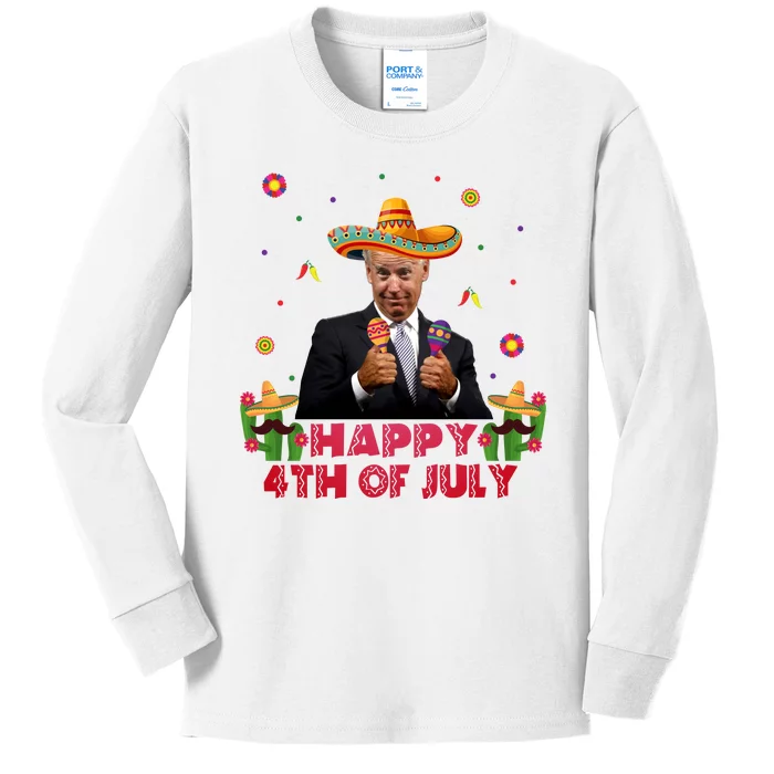 Happy 4th Of July Cinco De Mayo Funny Joe Biden Kids Long Sleeve Shirt