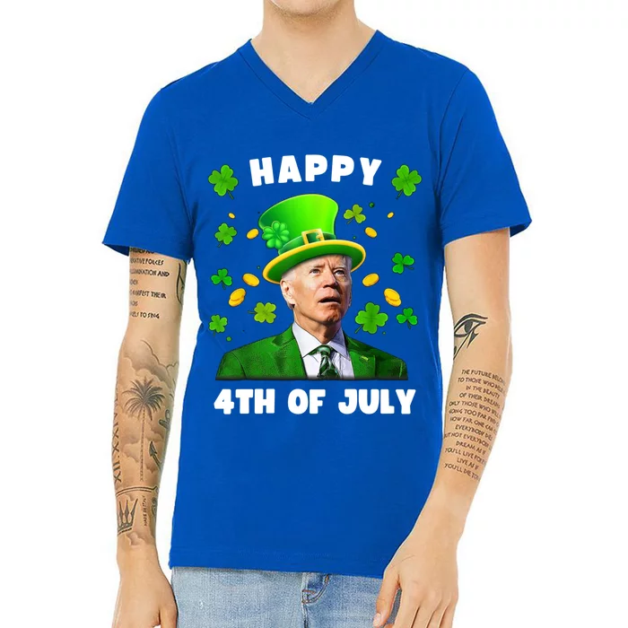 Happy 4th Of July St Patricks Day Funny Confused Joe Biden Great Gift V-Neck T-Shirt