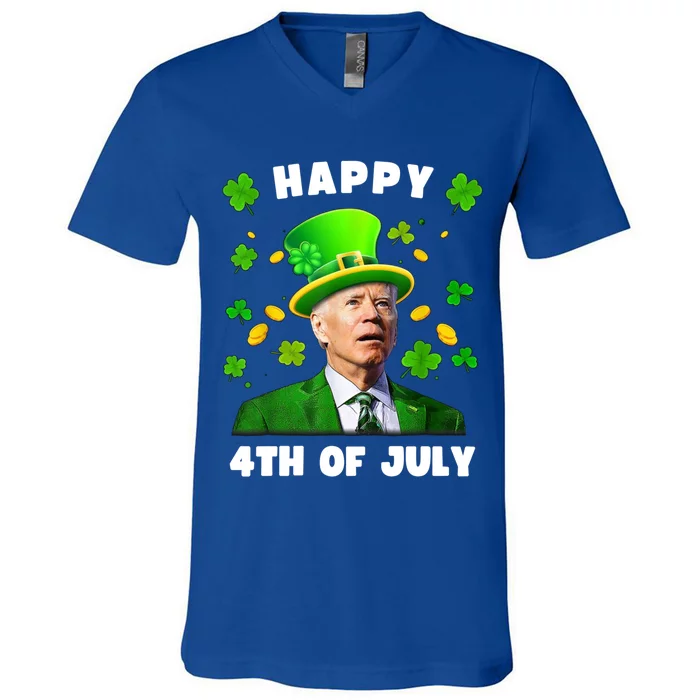 Happy 4th Of July St Patricks Day Funny Confused Joe Biden Great Gift V-Neck T-Shirt