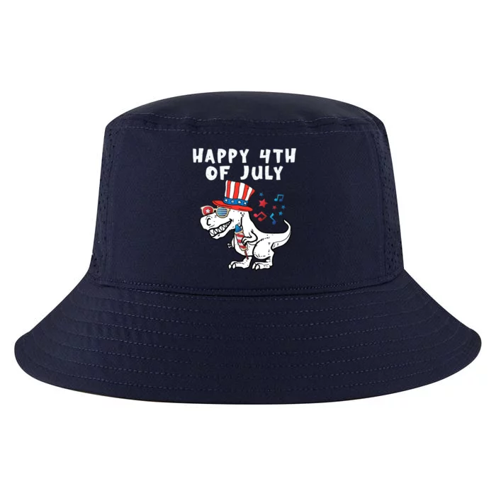 Happy 4th Of July T Rex Dino Dinosaur Baby Boy Cool Comfort Performance Bucket Hat