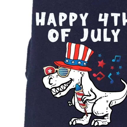 Happy 4th Of July T Rex Dino Dinosaur Baby Boy Doggie 3-End Fleece Hoodie