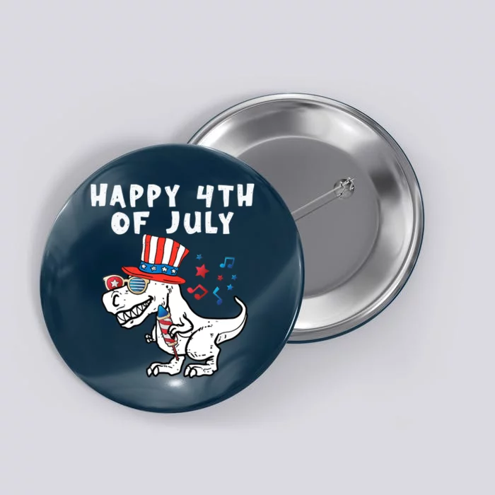 Happy 4th Of July T Rex Dino Dinosaur Baby Boy Button