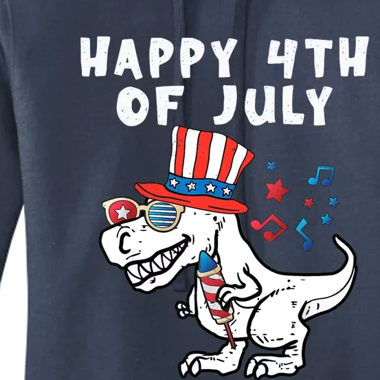 Happy 4th Of July T Rex Dino Dinosaur Baby Boy Women's Pullover Hoodie