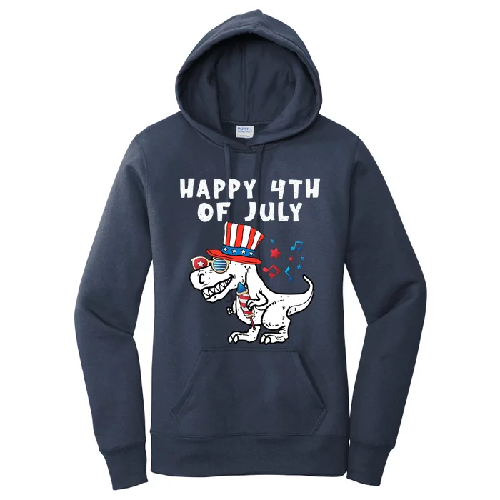 Happy 4th Of July T Rex Dino Dinosaur Baby Boy Women's Pullover Hoodie