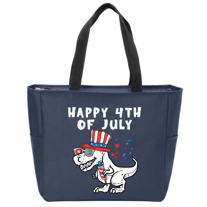 Happy 4th Of July T Rex Dino Dinosaur Baby Boy Zip Tote Bag