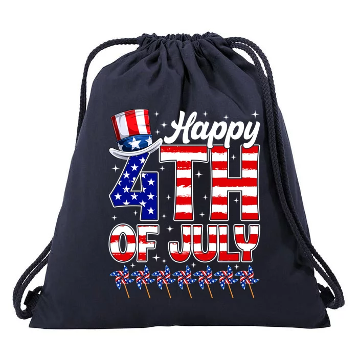 Happy 4th Of July American Flag Funny Freedom Gift Drawstring Bag