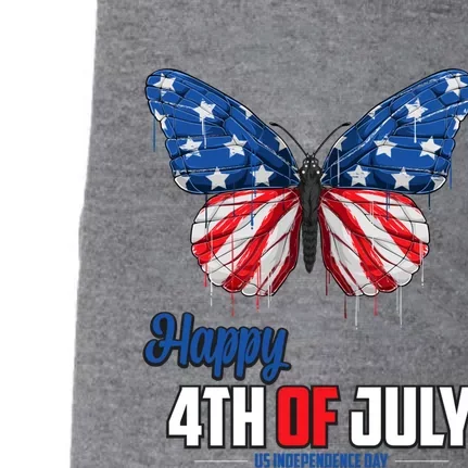 Happy 4th Of July American Flag Patriotic Usa Flag Butterfly Cute Gift Doggie 3-End Fleece Hoodie