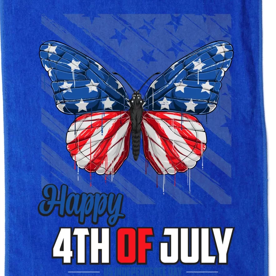 Happy 4th Of July American Flag Patriotic Usa Flag Butterfly Cute Gift Platinum Collection Golf Towel