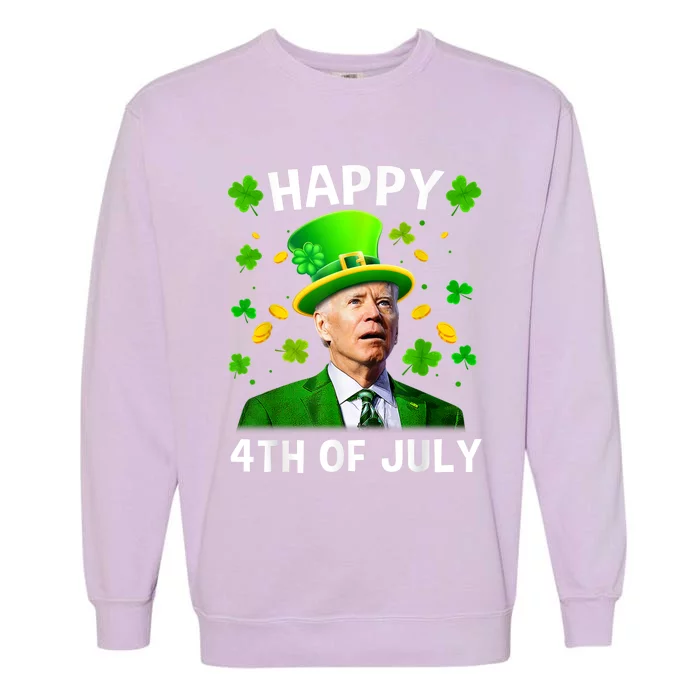 Happy 4th Of July Confused Funny Joe Biden St Patricks Day Garment-Dyed Sweatshirt