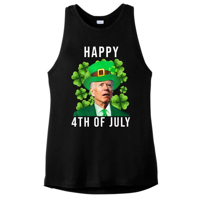 Happy 4th Of July Joe Biden Funny St Patrick's Day Ladies Tri-Blend Wicking Tank