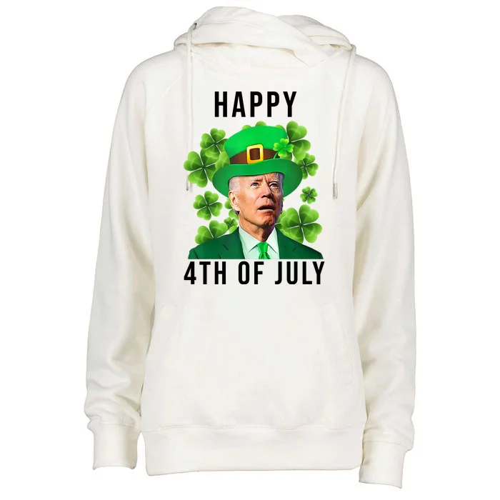 Happy 4th Of July Joe Biden Funny St Patrick's Day Womens Funnel Neck Pullover Hood