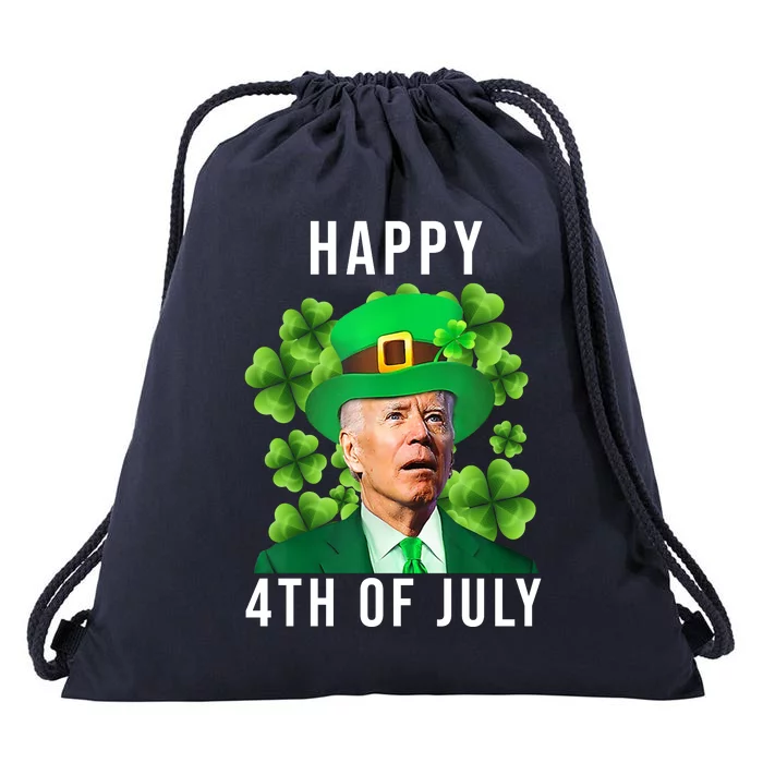 Happy 4th Of July Joe Biden Funny St Patrick's Day Drawstring Bag