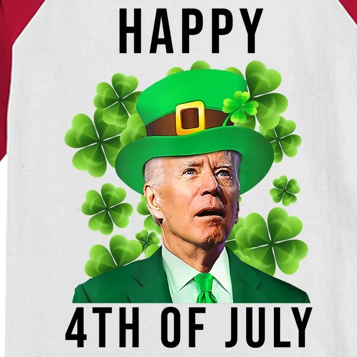 Happy 4th Of July Joe Biden Funny St Patrick's Day Kids Colorblock Raglan Jersey