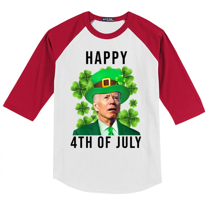 Happy 4th Of July Joe Biden Funny St Patrick's Day Kids Colorblock Raglan Jersey