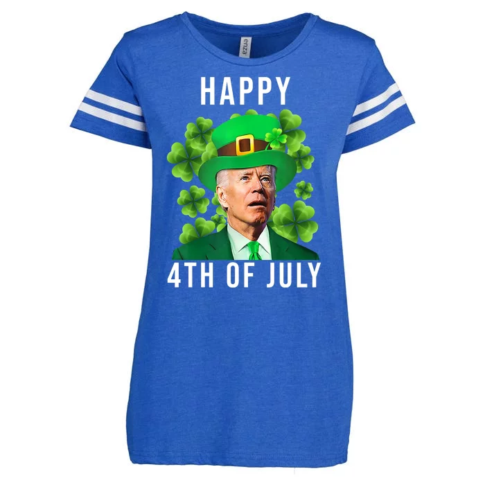 Happy 4th Of July Joe Biden Funny St Patrick's Day Enza Ladies Jersey Football T-Shirt