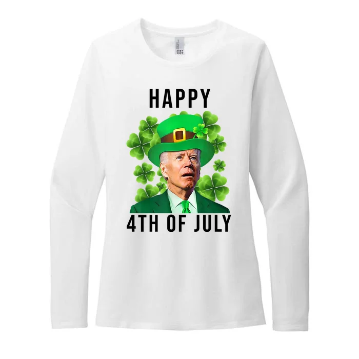 Happy 4th Of July Joe Biden Funny St Patrick's Day Womens CVC Long Sleeve Shirt