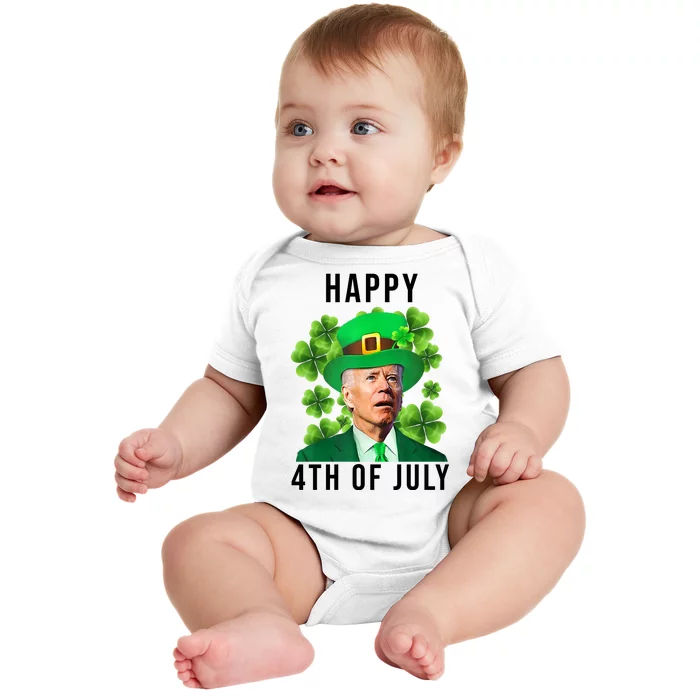 Happy 4th Of July Joe Biden Funny St Patrick's Day Baby Bodysuit