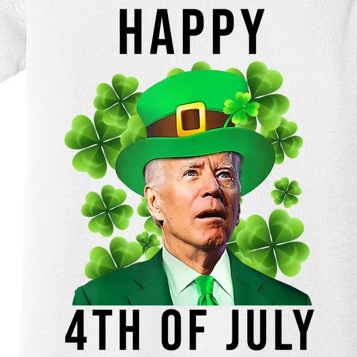 Happy 4th Of July Joe Biden Funny St Patrick's Day Baby Bodysuit