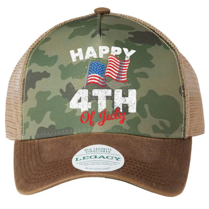 Happy 4th Of July Patriotic American US Flag 4th Of July Legacy Tie Dye Trucker Hat