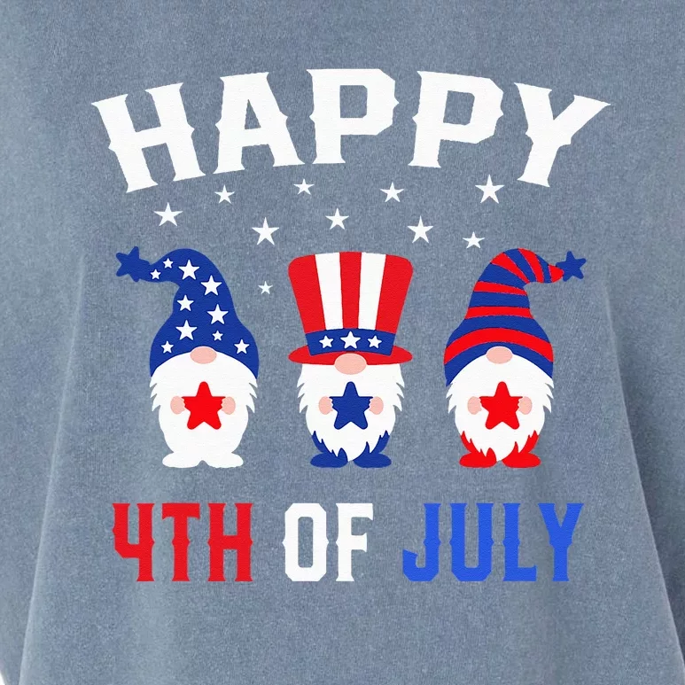 happy 4th of july gnomes patriotic american flag cute gnomes Garment-Dyed Women's Muscle Tee