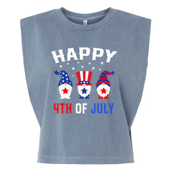 happy 4th of july gnomes patriotic american flag cute gnomes Garment-Dyed Women's Muscle Tee