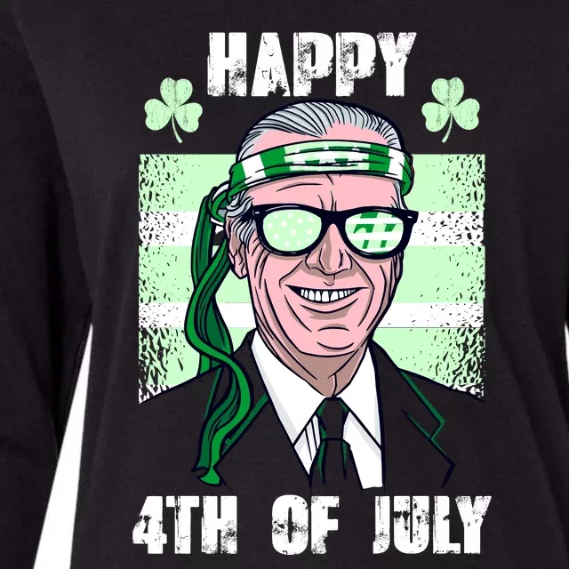 Happy 4th Of July Funny St. Patrick's Day Biden USA Flag Irish Womens Cotton Relaxed Long Sleeve T-Shirt