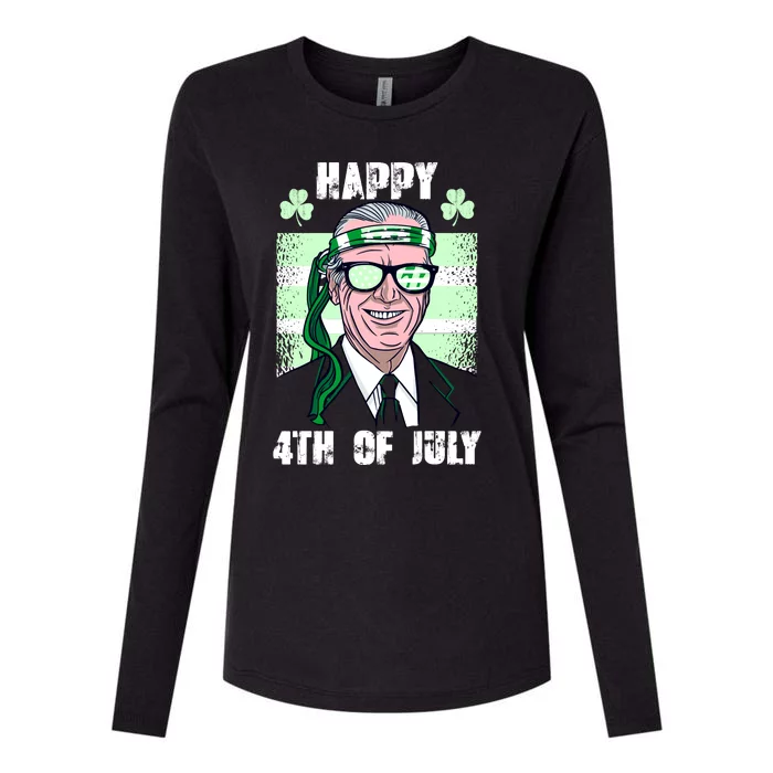 Happy 4th Of July Funny St. Patrick's Day Biden USA Flag Irish Womens Cotton Relaxed Long Sleeve T-Shirt