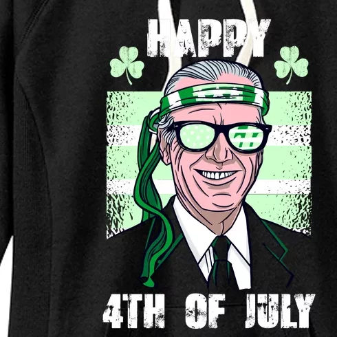 Happy 4th Of July Funny St. Patrick's Day Biden USA Flag Irish Women's Fleece Hoodie