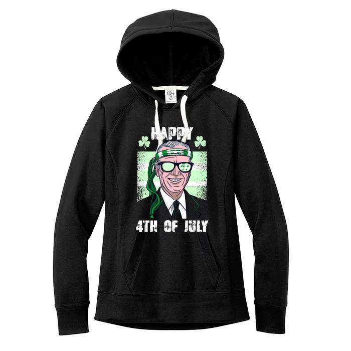 Happy 4th Of July Funny St. Patrick's Day Biden USA Flag Irish Women's Fleece Hoodie