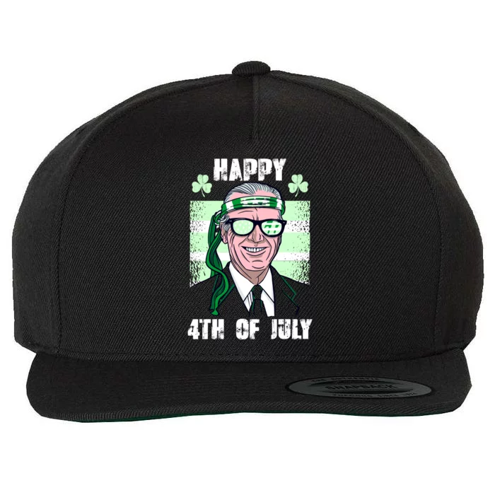 Happy 4th Of July Funny St. Patrick's Day Biden USA Flag Irish Wool Snapback Cap