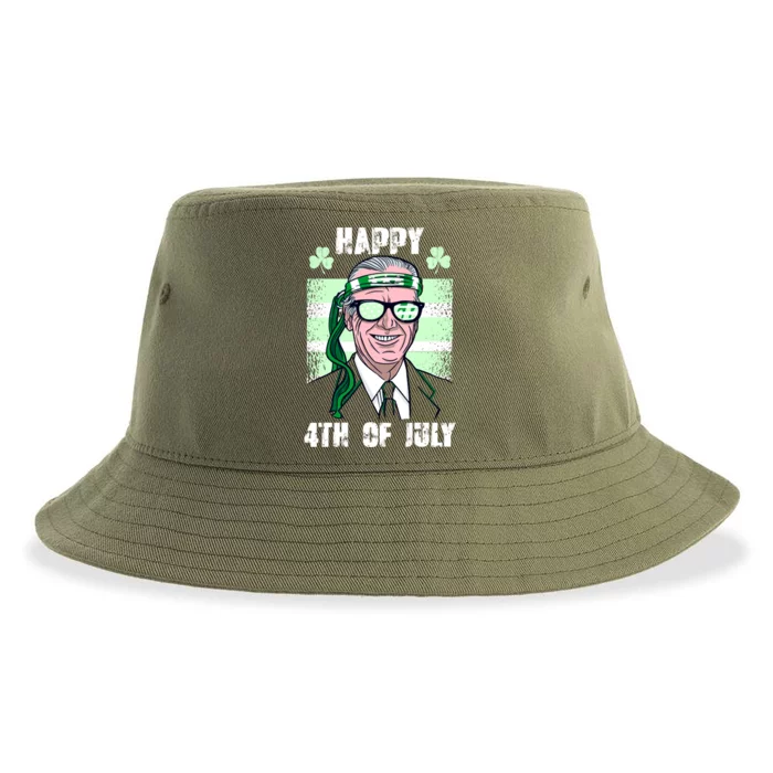 Happy 4th Of July Funny St. Patrick's Day Biden USA Flag Irish Sustainable Bucket Hat