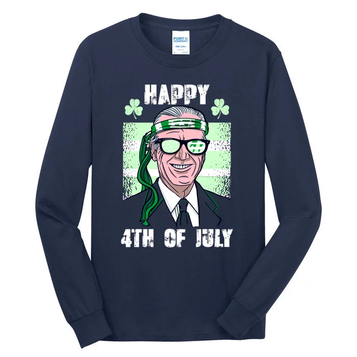 Happy 4th Of July Funny St. Patrick's Day Biden USA Flag Irish Tall Long Sleeve T-Shirt