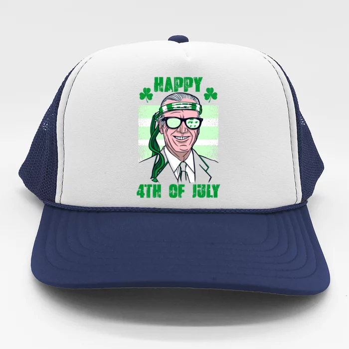 Happy 4th Of July Funny St. Patrick's Day Biden USA Flag Irish Trucker Hat