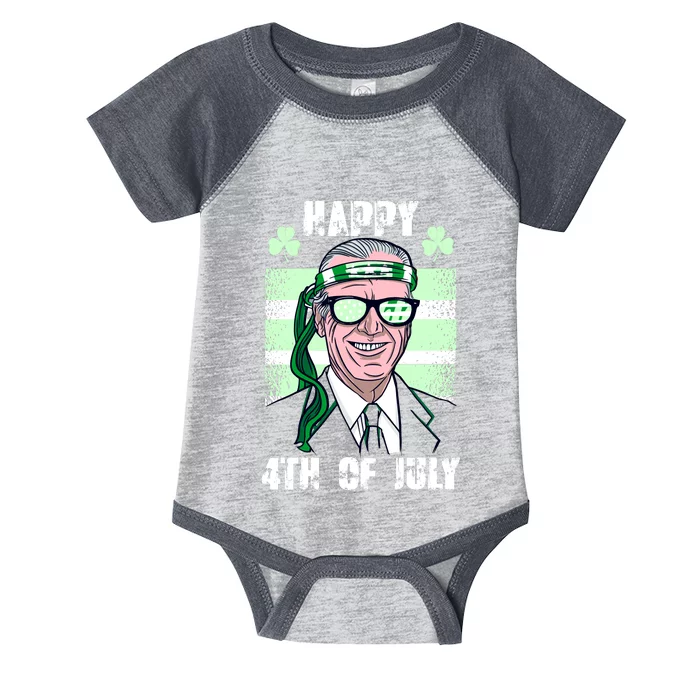 Happy 4th Of July Funny St. Patrick's Day Biden USA Flag Irish Infant Baby Jersey Bodysuit