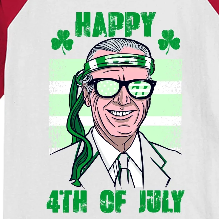 Happy 4th Of July Funny St. Patrick's Day Biden USA Flag Irish Kids Colorblock Raglan Jersey