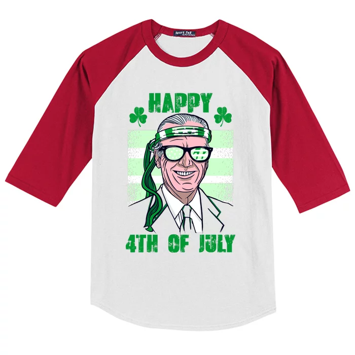 Happy 4th Of July Funny St. Patrick's Day Biden USA Flag Irish Kids Colorblock Raglan Jersey