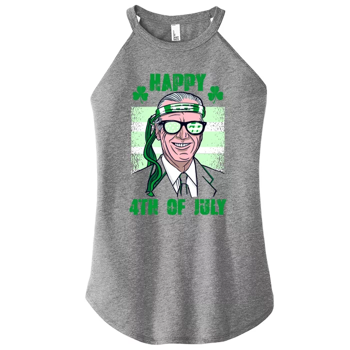 Happy 4th Of July Funny St. Patrick's Day Biden USA Flag Irish Women’s Perfect Tri Rocker Tank