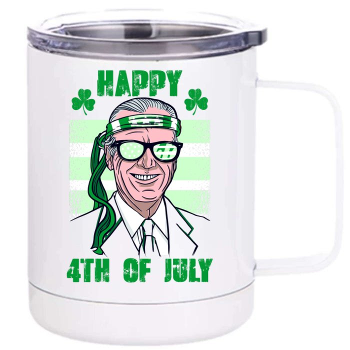 Happy 4th Of July Funny St. Patrick's Day Biden USA Flag Irish Front & Back 12oz Stainless Steel Tumbler Cup