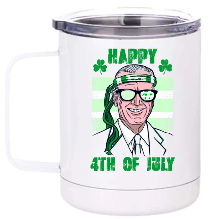 Happy 4th Of July Funny St. Patrick's Day Biden USA Flag Irish Front & Back 12oz Stainless Steel Tumbler Cup