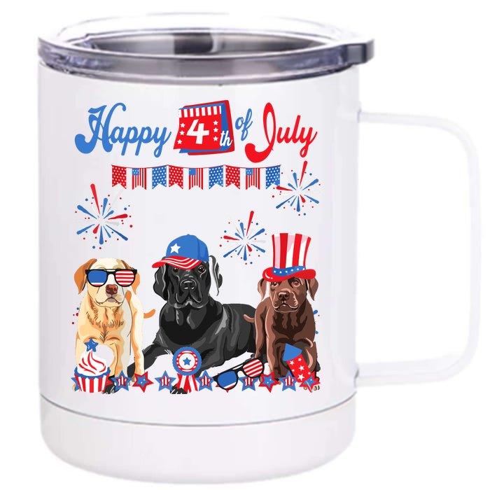 Happy 4th Of July Cool Independence Day Patriotic American Front & Back 12oz Stainless Steel Tumbler Cup