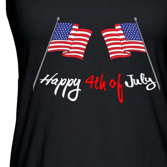 Happy 4th Of July USA Flag Ladies Essential Flowy Tank