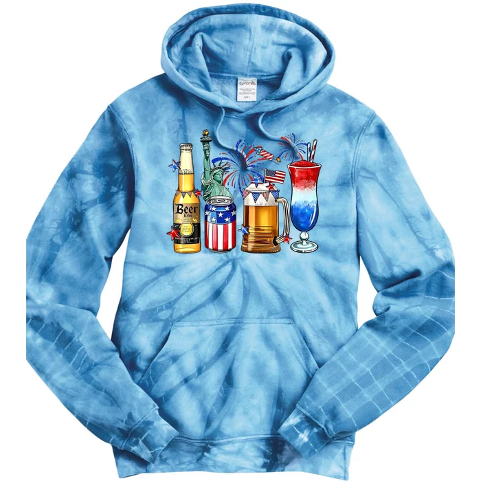 Happy 4th Of July Wine Glasses Tie Dye Hoodie