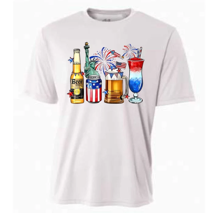 Happy 4th Of July Wine Glasses Cooling Performance Crew T-Shirt