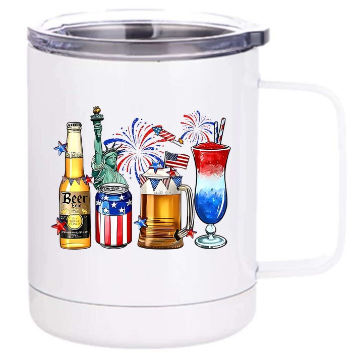 Happy 4th Of July Wine Glasses Front & Back 12oz Stainless Steel Tumbler Cup