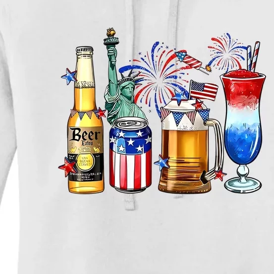 Happy 4th Of July Wine Glasses Women's Pullover Hoodie