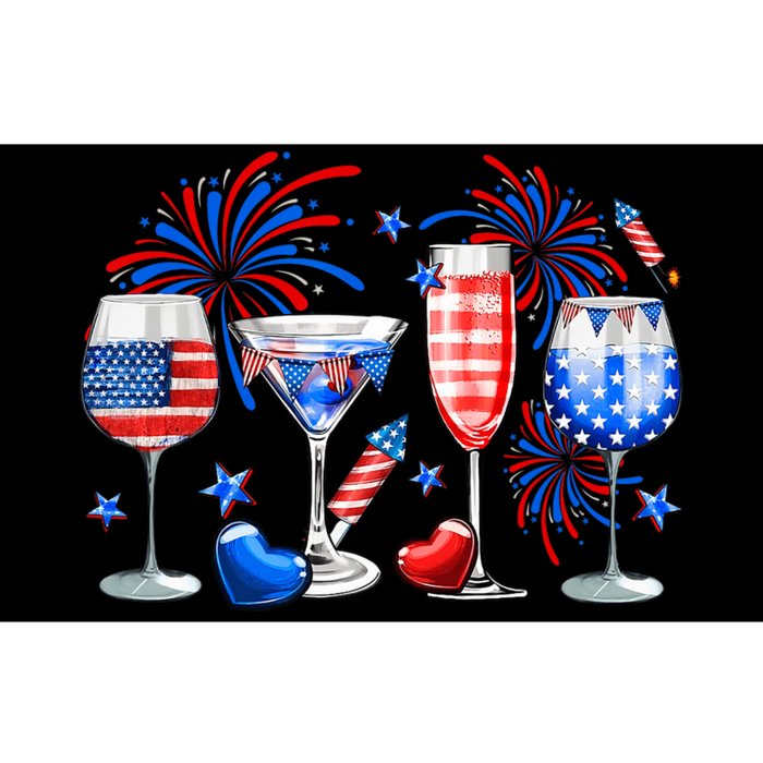 Happy 4th Of July Wine Glasses USA Flag Drinking Party Bumper Sticker